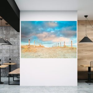 Muursticker canvas zee strand wolken 13A